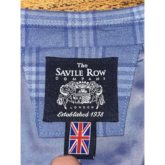 Mens The Savile Row Company Blue Plaid Spring Pockets‎ Buttons Blazer Size 44R - Picture 8 of 16